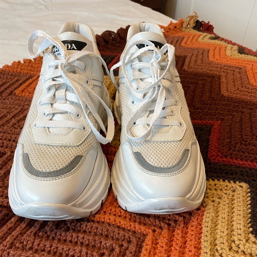 Prada Signature Logo Leather Chunky Sneakers, 9.5 - Picture 2 of 12
